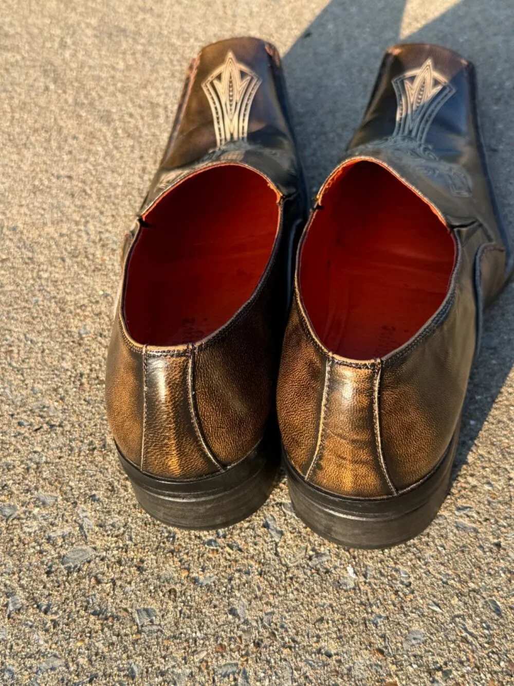 Robert Wayne Rome Loafers Mens 13 Brown Leather Cross Y2K Mall Goth Western 4116